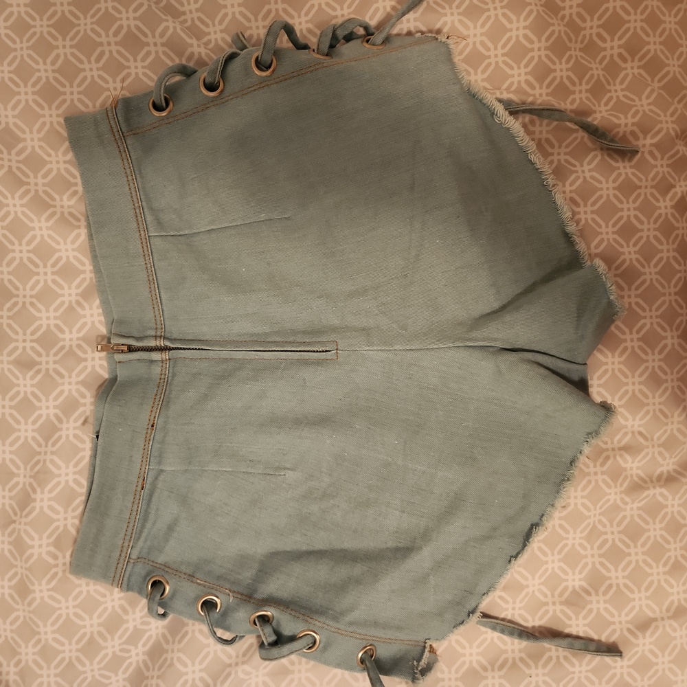 Fashion Nova Denim Shorts Lace-Up Sides